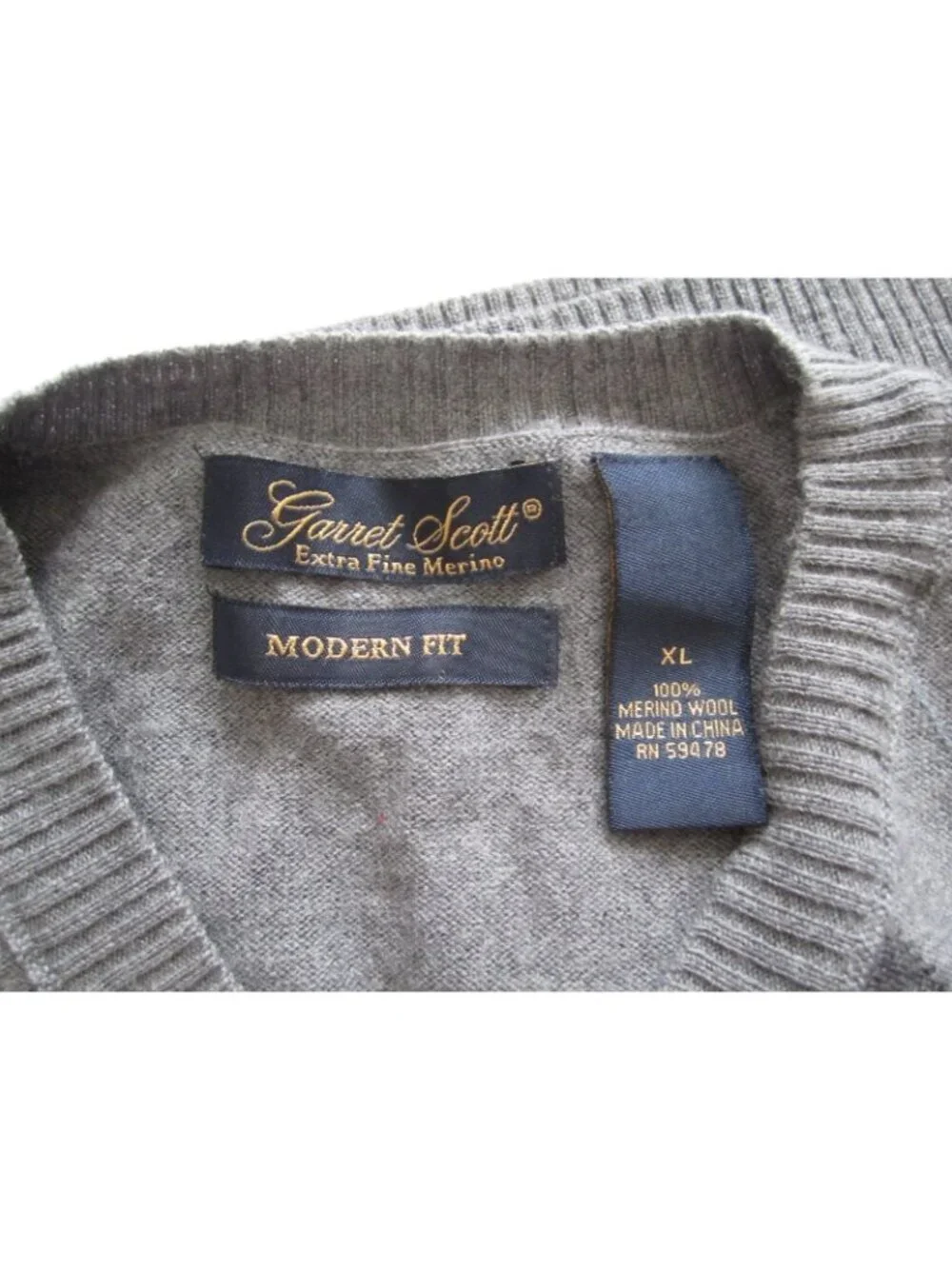 Garret Scott Men Sz XL Argyle Sweater Extra Fine Merino Wool Preppy Old Money